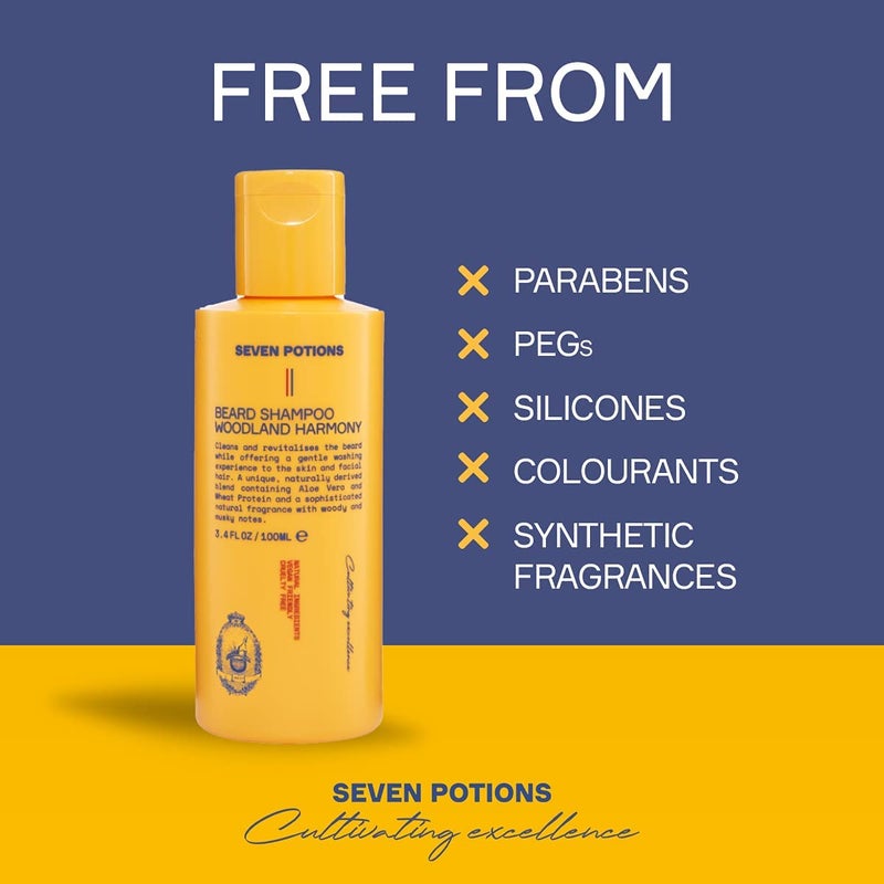 SEVEN POTIONS Beard Shampoo for Men â€” Gentle, Cleansing Wash for a Clean, Itch-Free Beard â€” Natural, Vegan, Cruelty-Free â€” (Woodland Harmony, 3.4 Fl Oz) - Image 3